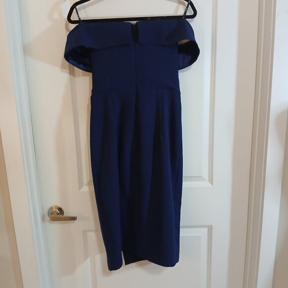Bardot Off Shoulder Bodycon Midi Dress Women’s Size 12 M Blue Cocktail - Picture 4 of 7